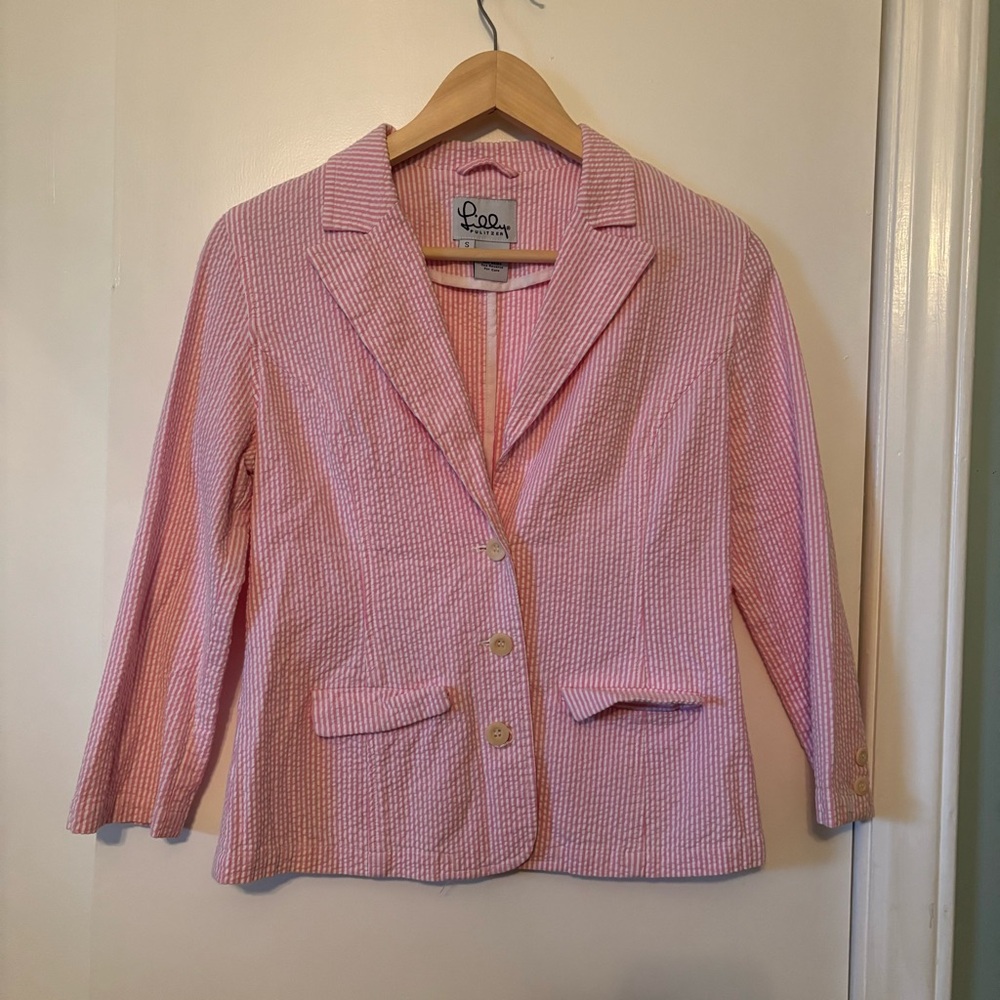 Lilly Pulitzer Pink and White Striped Blazer Small